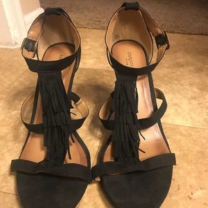 Black ankle strap heels. Size 11